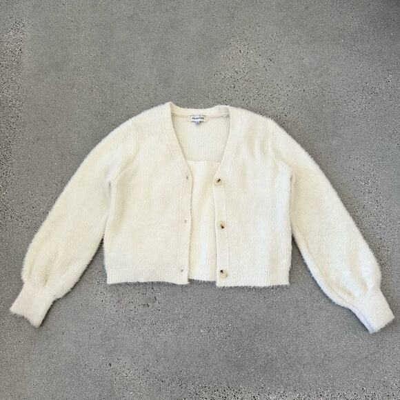 Willow & Wind Fuzzy Cream Cardigan Set - Picture 1 of 7